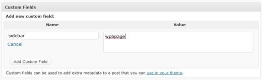 Custom Field for Specific Sidebar for Each Page or Post