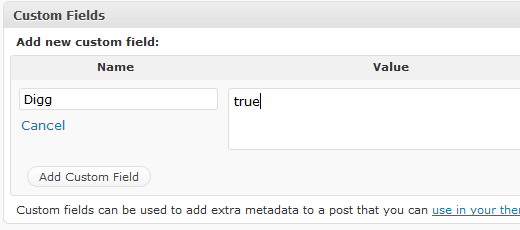 Add a Digg Button in Your WordPress using Custom Field