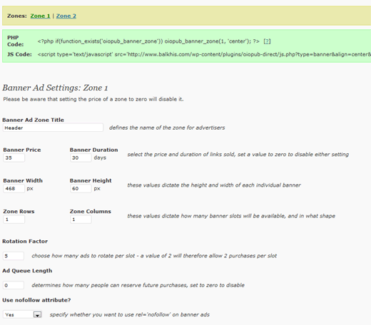 OIO Publisher Settings