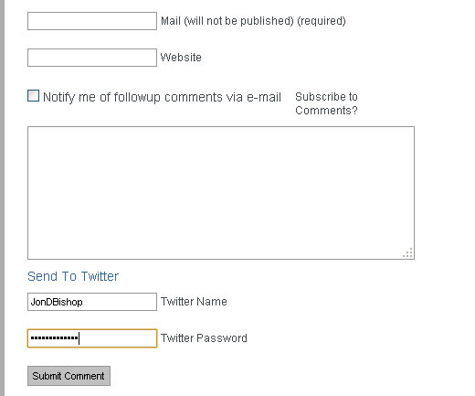 Post blog comments to Twitter