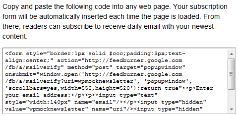 Activate Email Subscription in FeedBurner