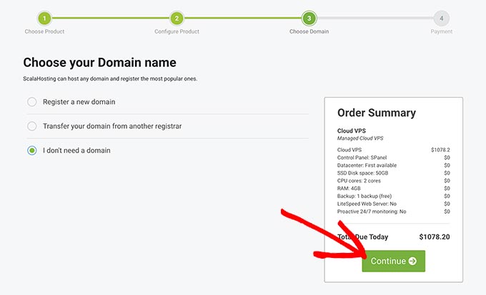 Scala Hosting domain name registration