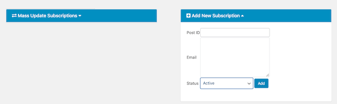 Adding an email subscription manually