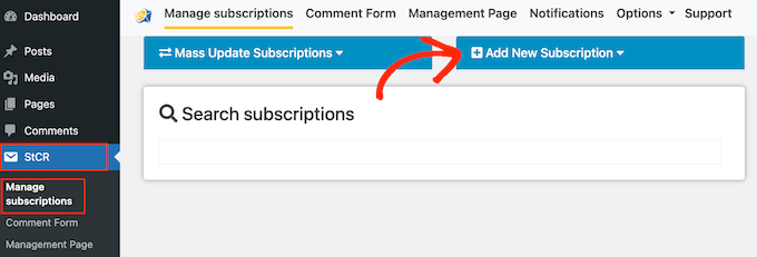 Managing the email notification subscriptions