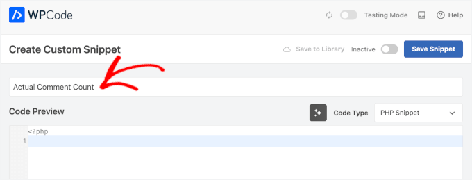 Naming actual comment count code snippet