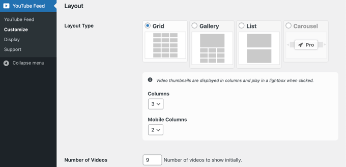 The Feeds for YouTube by Smash Balloon Plugin