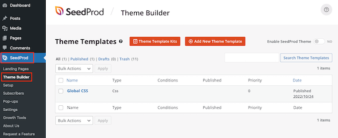 The SeedProd theme builder