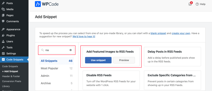 WPCode Includes a Snippet to Add Featured Images to Your RSS Feed