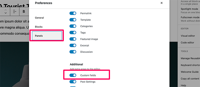 Turn on custom fields