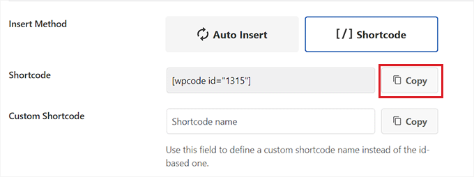 Copy the shortcode for the dynamic copyright date