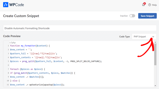 Paste your snippet into WPCode and choose the code type