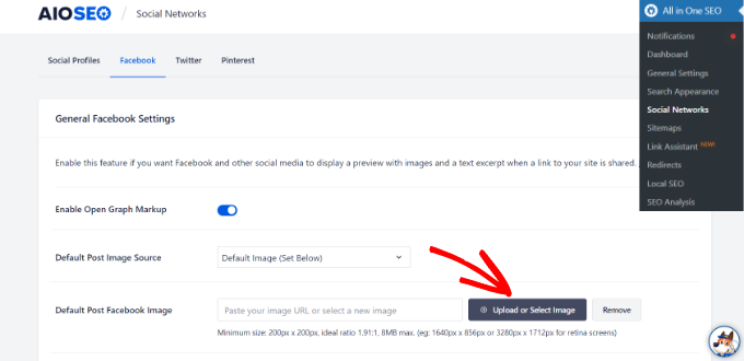 Upload default Facebook image