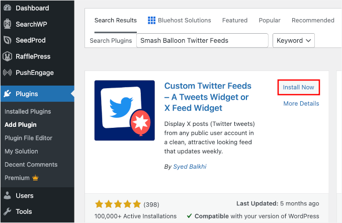 Installing Smash Balloon's Twitter Feeds