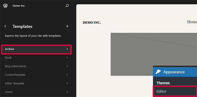 Edit Archive template in Site Editor