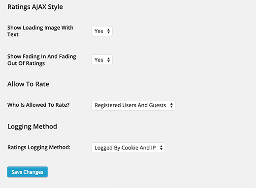 Ratings Ajax Style and logging method