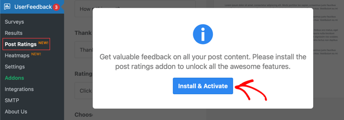 UserFeedback ポストレーティング UserFeedback ポストレーティング