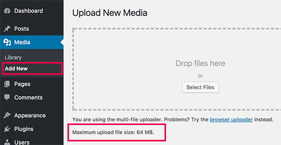 Checking maximum file upload size limit in WordPress