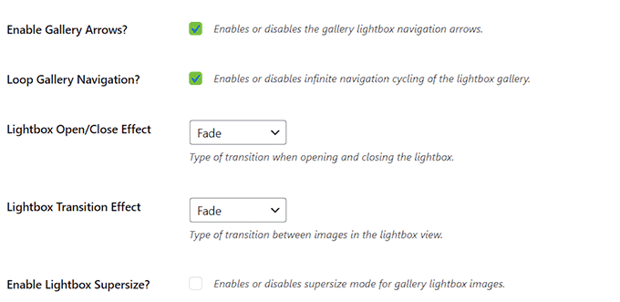 Configure other lightbox options in Envira Gallery