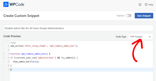 Paste code snippet into the WPCode plugin