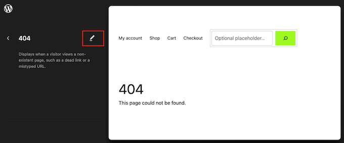使用全站编辑器 (FSE) 编辑 WordPress 主题的 404 模板