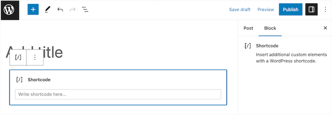 Adding a shortcode block to a WordPress page or post