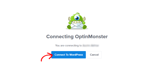 单击连接到 WordPress 按钮