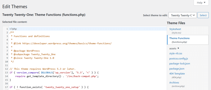 将代码添加到functions.php示例