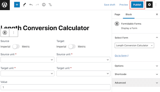 Publishing the unit conversion calculator
