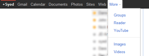 More Dropdown in Google Bar