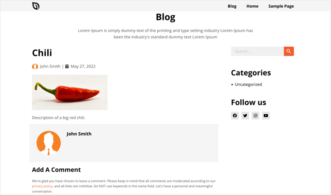 An Attachments Page Using the SeedProd Single Post Template