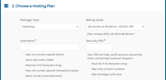 Choosing your HostGator hosting plan