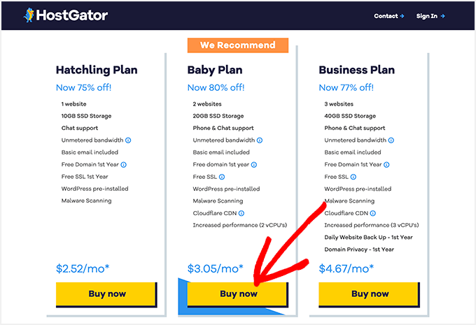 Choose your HostGator plan