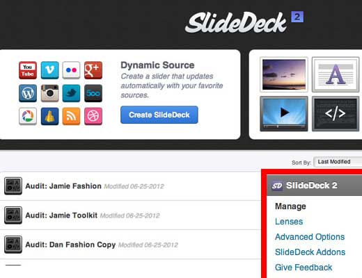 SlideDeck Manage Screen Small