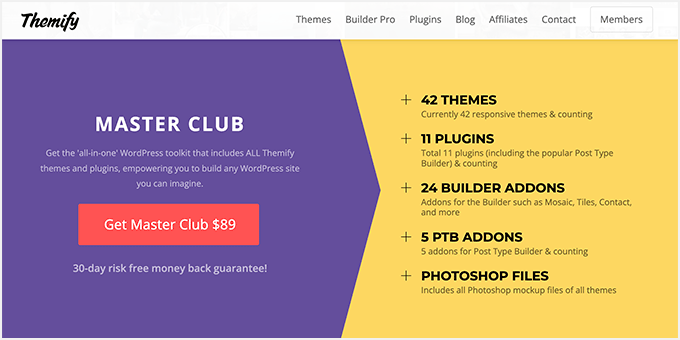 The best Themify deal is on their Master Club membership