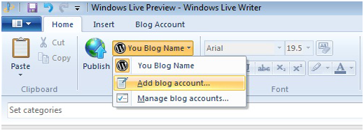 将新的 WordPress 博客添加到 Windows Live Writer
