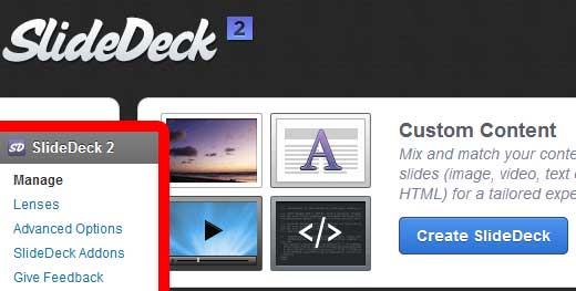 SlideDeck Manage Screen for Custom SlideDeck