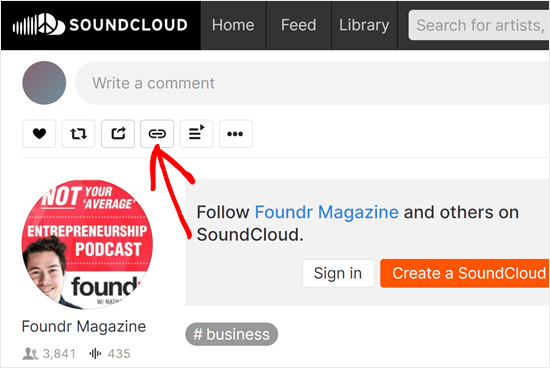 Copying the Soundcloud link