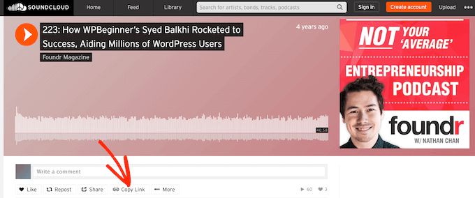 Getting a SoundCloud link for your WordPress website