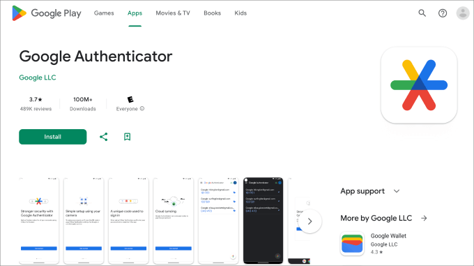 برنامه google authenticator