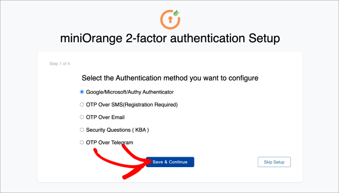 select authentication method