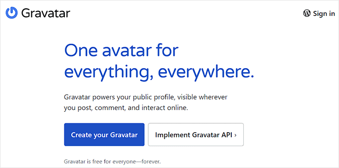 Sign in to create a Gravatar