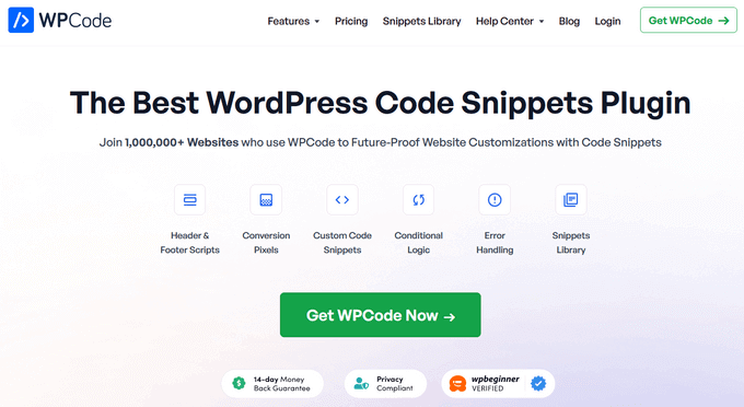 WPCode - Melhor plug-in de snippets de código do WordPress