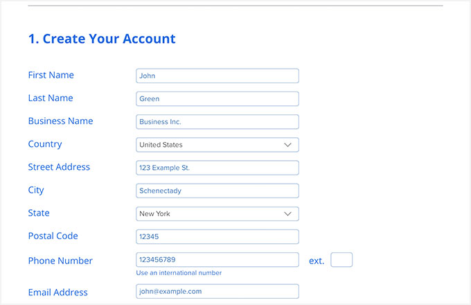 Bluehost Create New Account