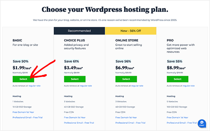 Bluehost Pricing Plans