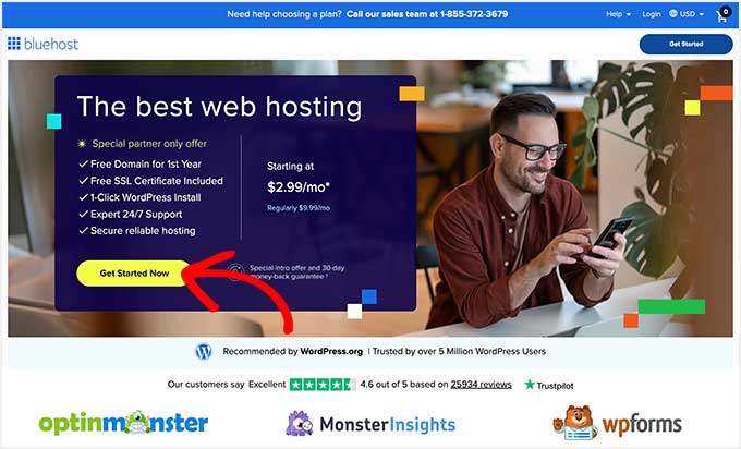 Bluehost partner only offer for WPBeginner readers