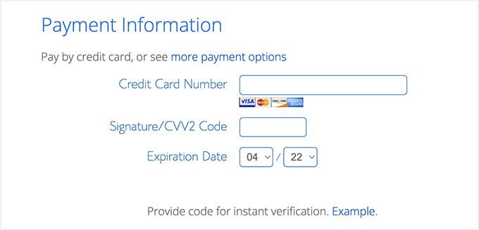 Bluehost Payment Info