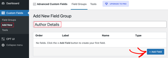 Add New Field Group