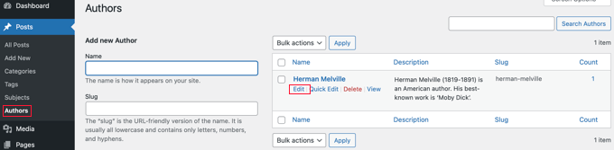 Click on the Custom Taxonomy in Your Admin Menu
