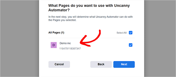 Choose a Faceboook page that's connected to your Instagram account