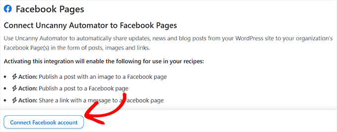 Click Connect with Facebook button